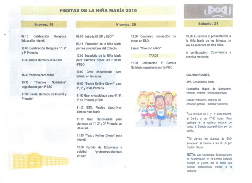 Programa de fiestas Compañía de María 2015
