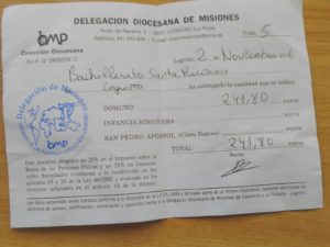 Recaudación del Domund 2016
