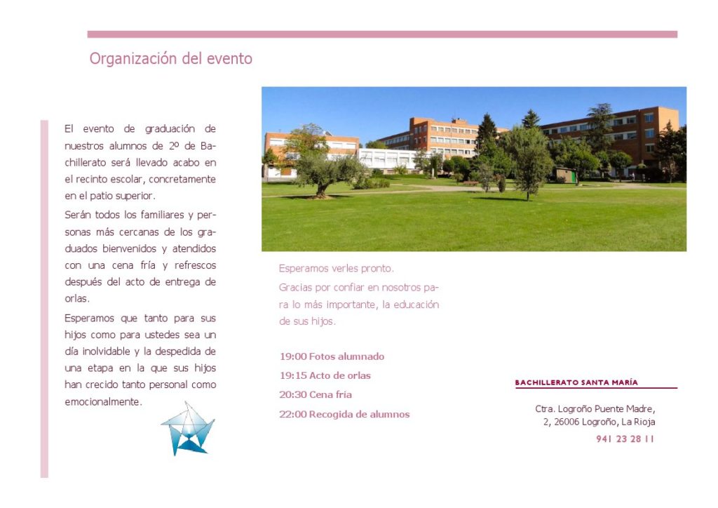 Parte trasera tarjeta graduación de segundo.