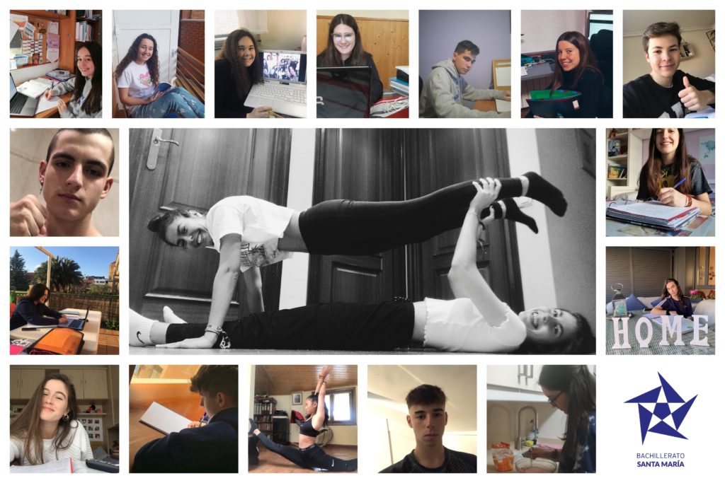 Alumnos de 1º en su confinamiento.