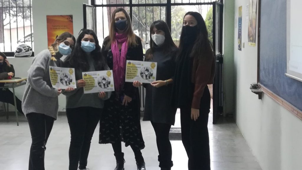 Teresa_Keila_Manuela y Rebeca de 2D ganadoras del Tik Tok Buenas Prácticas Covid