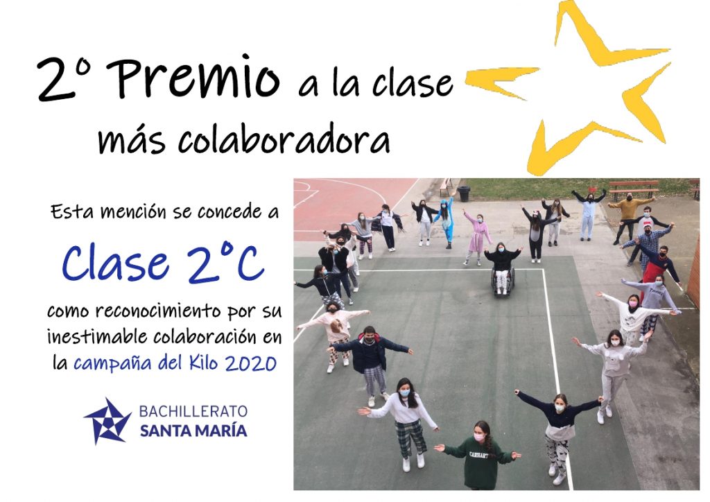 kilo 2C segundo premio a la clase más colaboradora 2020