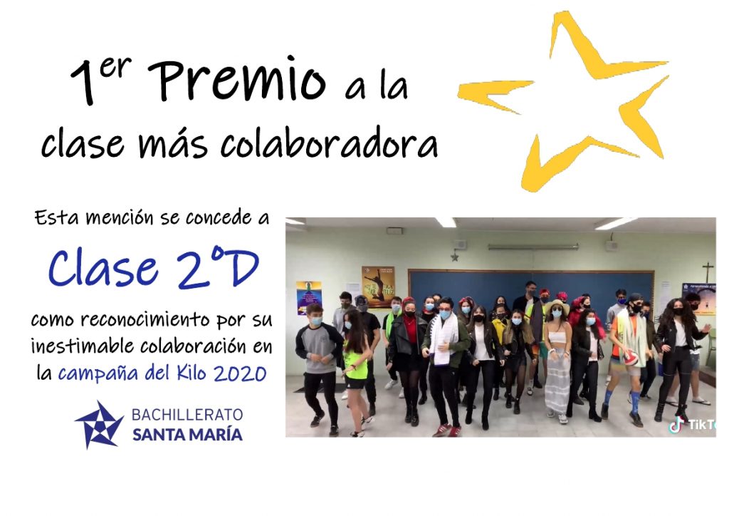 kilo 2D primer premio a la clase más colaboradora 2020